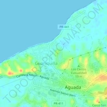 Guaniquilla topographic map, elevation, terrain
