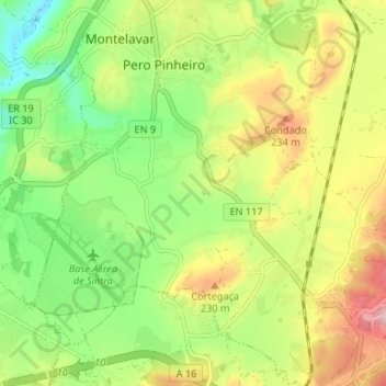 Pero Pinheiro topographic map, elevation, terrain