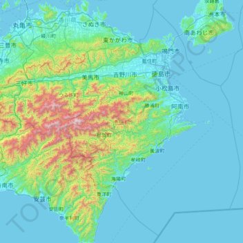 Awa Province topographic map, elevation, terrain