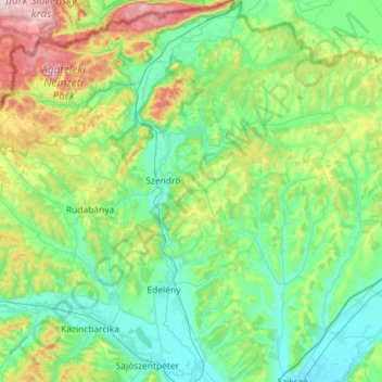 Edelényi kistérség topographic map, elevation, terrain
