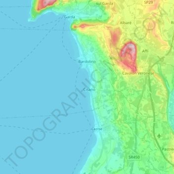 Bardolino topographic map, elevation, terrain