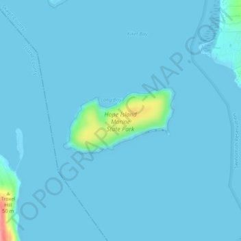 Hope Island topographic map, elevation, terrain