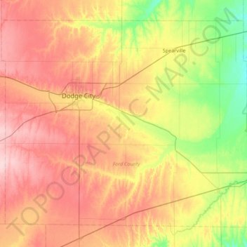 Ford County topographic map, elevation, terrain