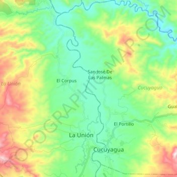 Río Higuito topographic map, elevation, terrain