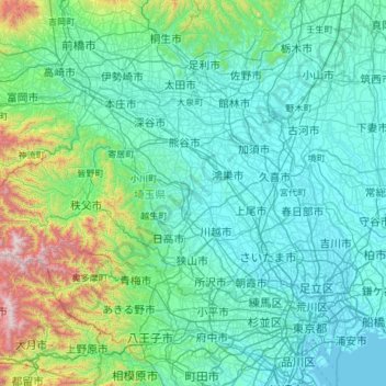 Saitama Prefecture topographic map, elevation, terrain