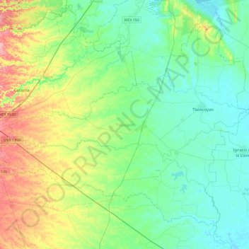 Tlalixcoyan topographic map, elevation, terrain
