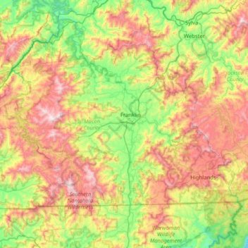 Macon County topographic map, elevation, terrain
