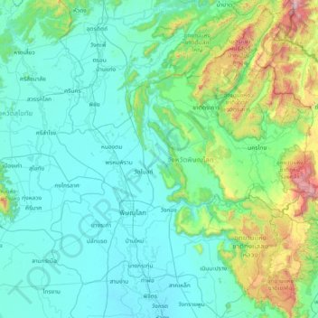 Phitsanulok topographic map, elevation, terrain