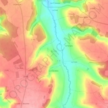 Orville topographic map, elevation, terrain