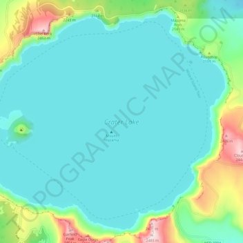 Crater Lake topographic map, elevation, terrain