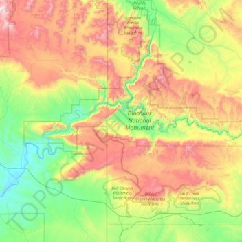 Dinosaur National Monument topographic map, elevation, terrain