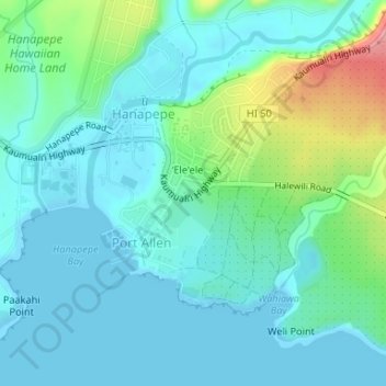 Eleele topographic map, elevation, terrain