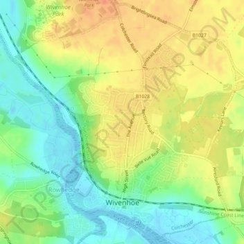 Wivenhoe topographic map, elevation, terrain