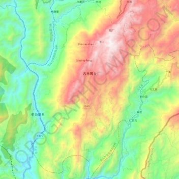 古林箐乡 topographic map, elevation, terrain