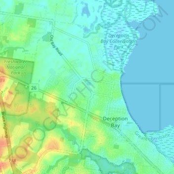 Deception Bay topographic map, elevation, terrain