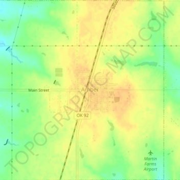 Amber topographic map, elevation, terrain
