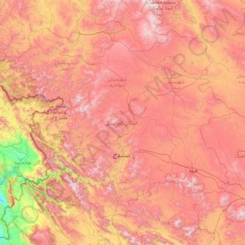 Kurdistan Province topographic map, elevation, terrain