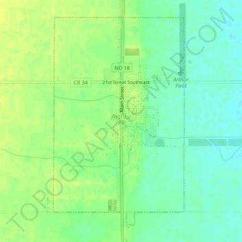 Arthur topographic map, elevation, terrain