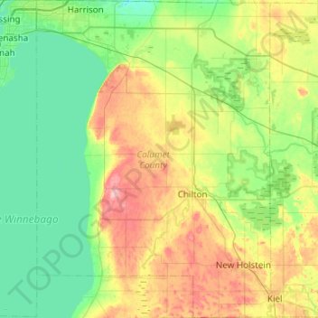 Calumet County topographic map, elevation, terrain