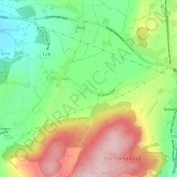 Schlosswil topographic map, elevation, terrain