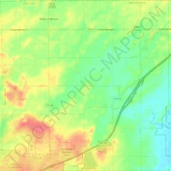 Town of Bristol topographic map, elevation, terrain