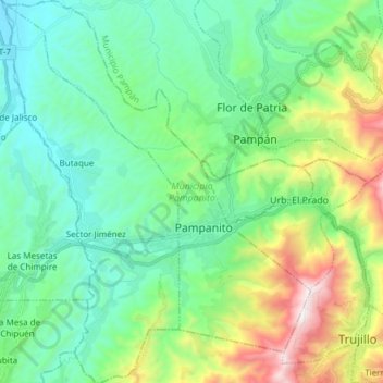 Municipio Pampanito topographic map, elevation, terrain