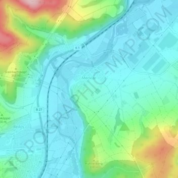 Mecklar topographic map, elevation, terrain