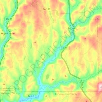 Lenox Township topographic map, elevation, terrain