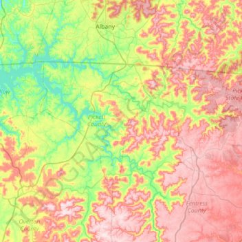 Pickett County topographic map, elevation, terrain