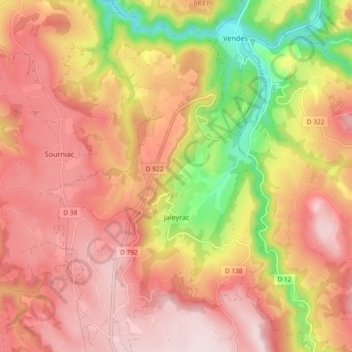 Jaleyrac topographic map, elevation, terrain