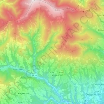 St. Lorenzen topographic map, elevation, terrain