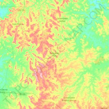 Gonçalves Dias topographic map, elevation, terrain