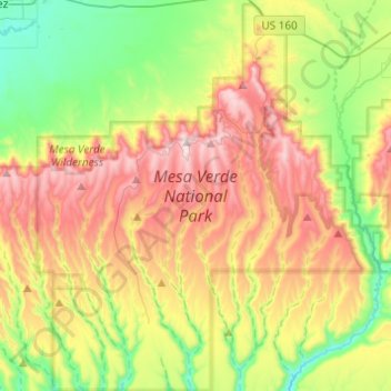 Mesa Verde National Park topographic map, elevation, terrain