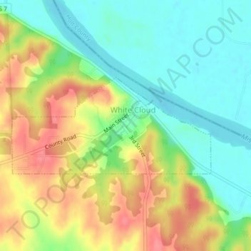 White Cloud topographic map, elevation, terrain