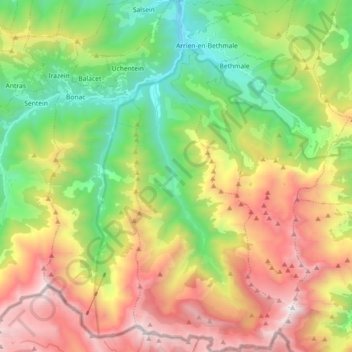 Les Bordes-sur-Lez topographic map, elevation, terrain