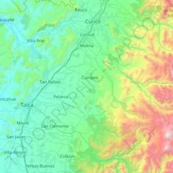 Molina topographic map, elevation, terrain
