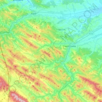 Staryi Sambir Urban Hromada topographic map, elevation, terrain