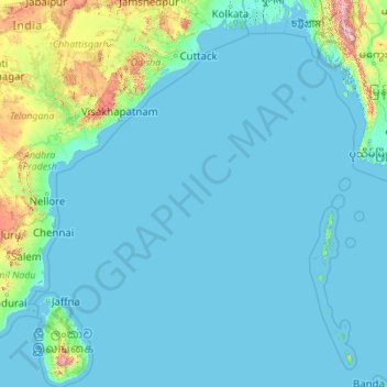 Bay of Bengal topographic map, elevation, terrain