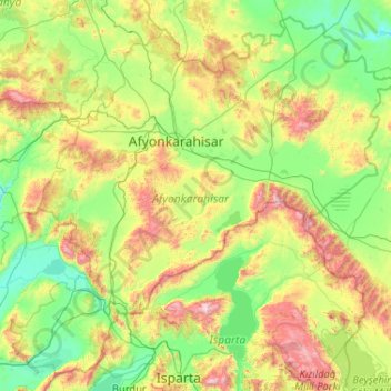 Afyonkarahisar topographic map, elevation, terrain