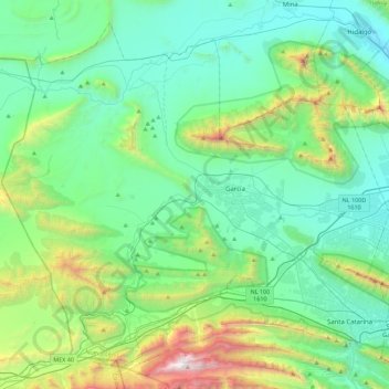 García topographic map, elevation, terrain