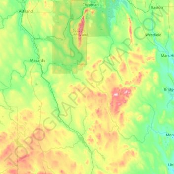 Central Aroostook topographic map, elevation, terrain