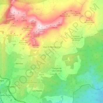 Hoyo de Manzanares topographic map, elevation, terrain