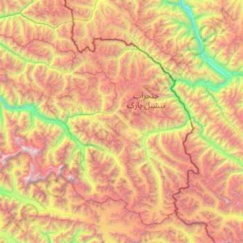 Karun Kuh group topographic map, elevation, terrain