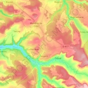 Nogent topographic map, elevation, terrain