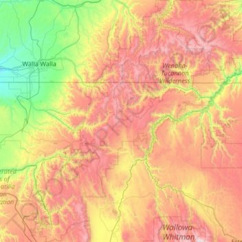 Umatilla National Forest topographic map, elevation, terrain