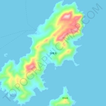 浮鹰岛 topographic map, elevation, terrain