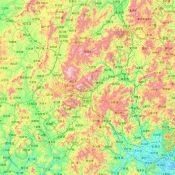 龙岩市 topographic map, elevation, terrain