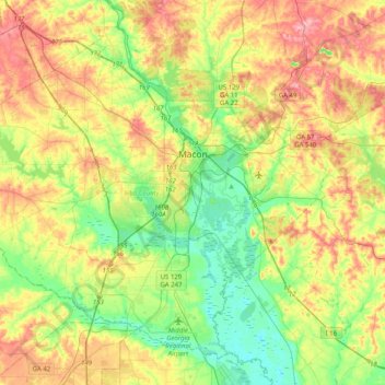 Macon topographic map, elevation, terrain