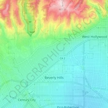 Beverly Hills topographic map, elevation, terrain