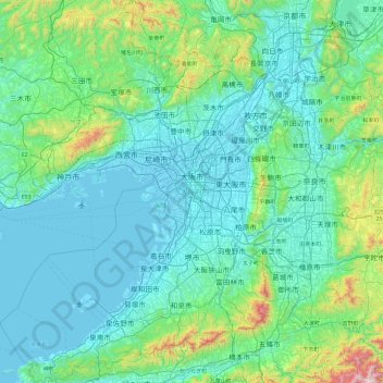 Préfecture d'Osaka topographic map, elevation, terrain
